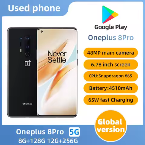 Oneplus 8 Pro 5G SmartPhone CPU Qualcomm Snapdragon 865 Battery capacity 4510mAh 48MP Cameraoriginal