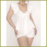 ◹ ♀ ✙✷ BARBARA Ribbon Peplum Top