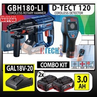 BOSCH COMBO 18V GBH180-LI CORDLESS ROTARY HAMMER (BM) + D-TECT120 DETECTOR(dtect120) +2x3.0AH + GAL1