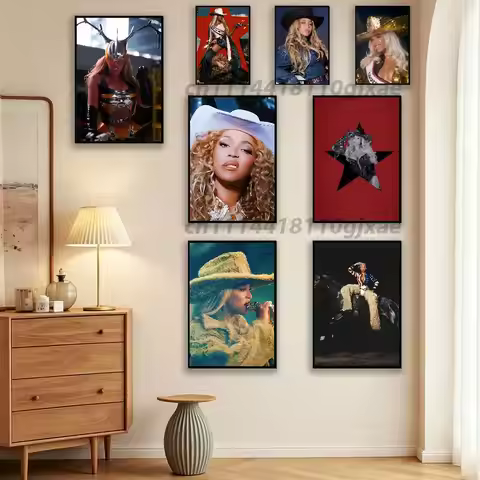 B-Beyonce Cowboy Carter Lemonade Poster HD Waterproof Self-Adhesive Wall Art β Multi-Scene Use, Top