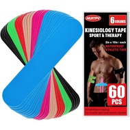 60PCS Precut Kinesiology Tape Strips, 6 Colors 2 inch x 10 inch Cotton Athletic Tape, Kinetic Tape, 