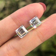 Sterling Silver exquisite Stud Earring quadrate cut  High carbon diamond 3 Ct  7*7mm Earrings