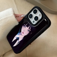 case for iphone xr 11 12 13 14 15 16 pro max plus air back cover black hair cool girl pattern tpu ca