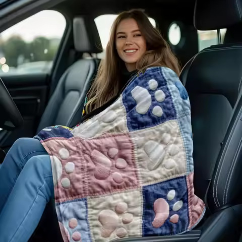 Pastel Paw Flannel Throw, Soft Multicolor Pet Print, All Season Lightweight Blanket, Playful Home De