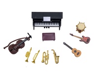 Dollhouse Miniature Musical Instruments Set Mini Accessories Piano Violin Trumpet Guitar Saxophone D