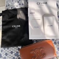 CELINE 凱旋門大LG牛皮發財長夾