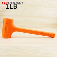 LIZHOUMIL Solid Hammer Dead Blow Mallet Orange Soft Rubber Unicast Hammer 0.5-2LB