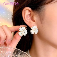 Elegant Cream Polka Dot Flower Earrings Simple Stylish Versatile Look ️ST