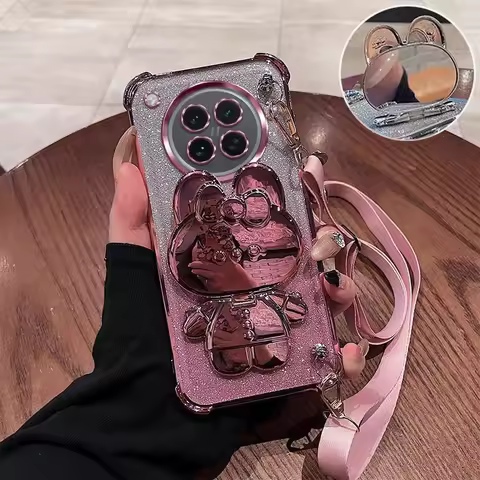 Crossbody Lanyard Shockproof Plating Case For OPPO Reno 12F 13F 12 11 Pro A16 A5 A9 2020 A54S A53S A
