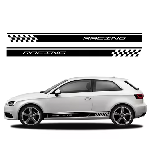 Car Racing Side Stripes Sticker Vinyl Decals Waterproof Graphics Decor For Audi A3 8P 8V 8L 8Y S3 RS