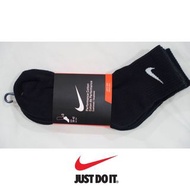 Nike 厚底 毛巾底 中筒襪 運動襪 3雙一組 SX4703 黑色 size M Original