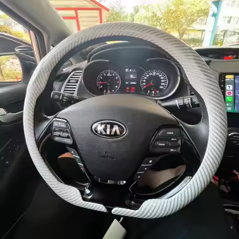 For Kia Stonic Niro Forte5 Venga Cerato K9 Carens Ray K2 EV5 EV9 Steering Wheel Cover Leather Carbon