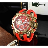 Invicta Wrist Watch Mechanical Movement Stainless Steel Silicone Strap Red Dial Men's Watch Waterproof