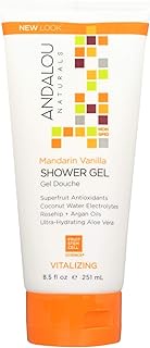 Andalou Naturals Mandarin Vanilla Vitalizing Shower Gel, 8.5 fl. oz, Gently Cleanses and Protects Skin's Moisture with Argan Oil and Coconut Water