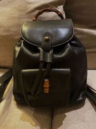🈹🈹 Gucci bamboo vintage leather army green backpack bag  罕有超靚中古全皮 小背包 背囊