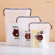 SKD0001 3PCS Dull polish PE rope drawstring bag,buggy bag,Plastic buggy bag, cartoon travel drawstri
