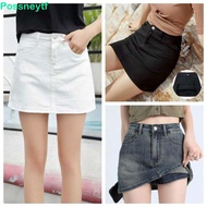 SAVIX High Waist a-line Skirt, Includes Shorts Pants Two Pocket Denim Shorts Skirt Women, Wide Leg S