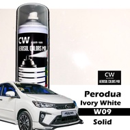 Ivory White W09 Perodua Myvi Axia Alza Viva Touch Up Paint Aikka CW DIY Aerosol Cat Spray Bottle 370