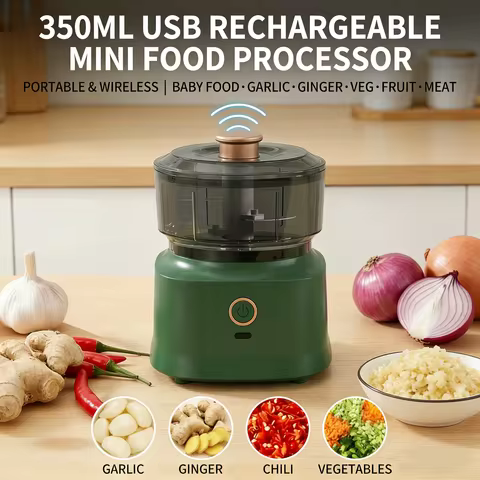 350ml Mini Kitchen Food Processor Multifunctional Cordless Electric Meat/Garlic Grinder Household Ba