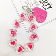 Raimondo Rantai gantung telepon hati huruf kreatif liontin manik-manik trendi gantungan kunci tas lu