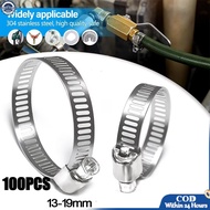 100pcs Adjustable Metal Hose Clamp 304 Adjustable Stainless Steel Hose Pipe Clamp, Water Pipe Clamp