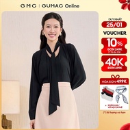 GUMAC women's long-sleeved shirt, loose fit, pleated V-neck AF11037