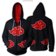 Naruto Zipper Hoodie Akatsuki Sweater digital printing Jacket unsiex Outerwear