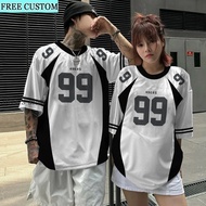【Free Custom Name & Number】Oversized 49ers Jersey 99 Unisex Couple Streetwear Black White Loose Shor