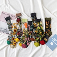 Women's Thin Versatile Glass Silk Trendy Mori Girl Calf Socks - Comfortable Breathable Cute Floral D