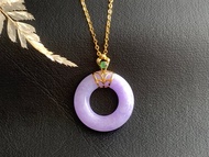 18K項鍊 天然翡翠項鍊 紫羅蘭 平安扣 甜甜圈 平安 祈福 送禮