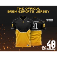 T-shirt✼▽✣2022 Bren Esports New Black and Yellow Gold Jersey