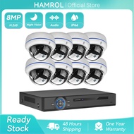 Hamrol 8CH 4K Ultra HD 8MP Security Camera System H.265 POE NVR Kit CCTV Inddor Outdoor Metal Dome V