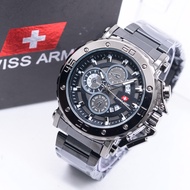 SWISS ARMY Jam Tangan Pria Original Rantai Stainless Steel Tanggal Aktif Tahan Air