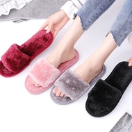 Women Autumn Winter Fluffy Slippers Home Warm Comfortable Plush Indoor Flat Bottom House Slippers