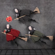 Halloween party props - Witch broom - Children's witch riding on a broom pendant - Witch decoration 
