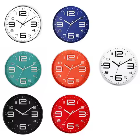 12 Inch Indoor Big 3D Number Silent Wall Clock Quiet Movement Wall Clocks Battery Operated