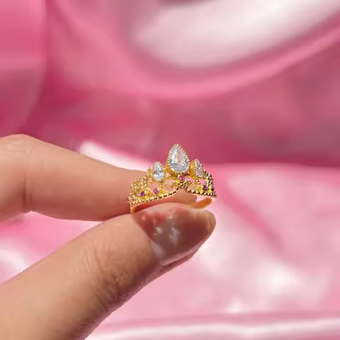 Rapunzel Crown Rings,School Blair Crown Ring,Princess Charm Jewelry,Woman Girl Wedding Party Accesso