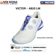 Victor Knob Buckle A810 LM Antique White Badminton Shoes Robia Blue/