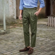Military Gurkha Pants Mens Vintage Adjustable Waist Buckle Cotton Naples Trousers Fashion Casual Loo