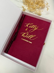 【客制】紅色 絲絨 結婚證書套 定制 西洋書法 名字設計 婚宴