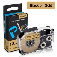 Comaptible Casio Label It Tape XR-12GD XR12GD 12mm 1/2'' Black on Gold Labeling Makers Tape Cassette