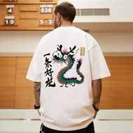 M-8XL Street Wear Printed Short T Japanese Style Loose Sleeve T-Shirt Couple Large Size Half Male Bo