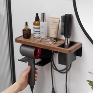 For Dyson Blower Rack Home Bathroom Storage Stand Nozzles Hair Dryer Holder Walnut Wood Organizer Wall Mount No Punching