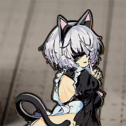 Original Mechanical Era 2B Broch, Yurha Cat Badge, Metal Jewelry, Refrigerator Stickers, Surrounding