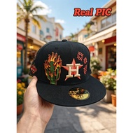 Houston Astros  Houston Astros Hustle Town Flame Cactus  black  Fitted Hat Hip-Hop Flat Brimmed Base