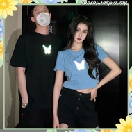 10007批發爆款女士T卹 女士上衣 夏季2025新款韓版反光蝴蝶印花短袖t卹女ins超火打底衫短款上衣潮Ladies T-shirt Ladies Top