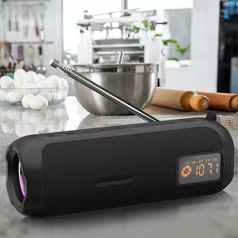 Bluetooth Speaker LED Display Portable Outdoor Wireless Speaker Built-in 4500mAh Rechargeable Radio 