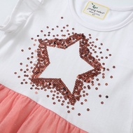 Kids Dress Children's White Orange summer dress For girl Star Sequin Short Sleeved Baby Dress Frozen Elsa