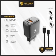 Charger Adapter hp + Mobile Phone Charger Cable LENYES LCH356EU 2. USB + Type C Android Ios Original