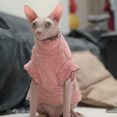 Winter Warm Fluffy Clothes for Hairless Cats Sphynx Abyssinian Devon Rex Cornish Rex